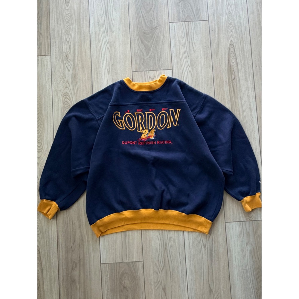 Vintage Chase Authentics Jeff Gordon NASCAR Sweatshirt Mens L Blue Yellow 24